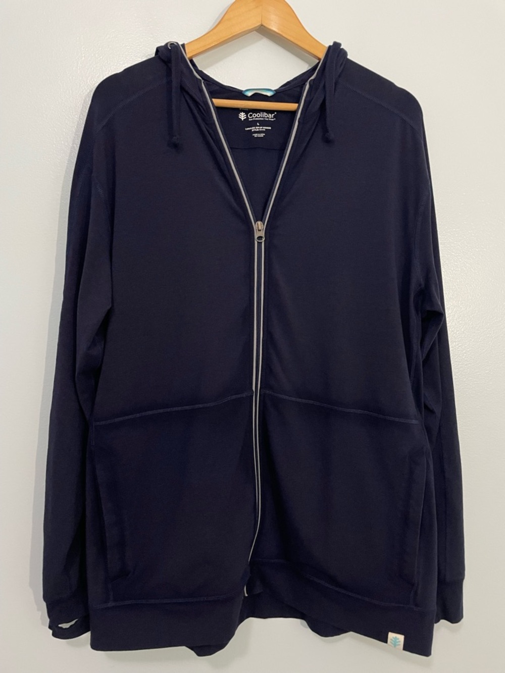 Coolibar Navy LumaLeo Full-Zip Hooded Sun Protection Jacket Size L